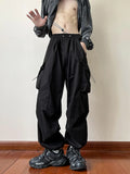 Aidase Black Samurai Men's Pants Oversize Pants High Street Fashion Plush Knickerbockers American Straight Charging Overalls