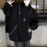 AIDASE  -  Y2k Mens Hoodie Metal Zipper Pocket Hooded Sweatshirt Autumn Casual Deconstruction Street Smart American Hip-Hop Jacket Unisex aidase-shop