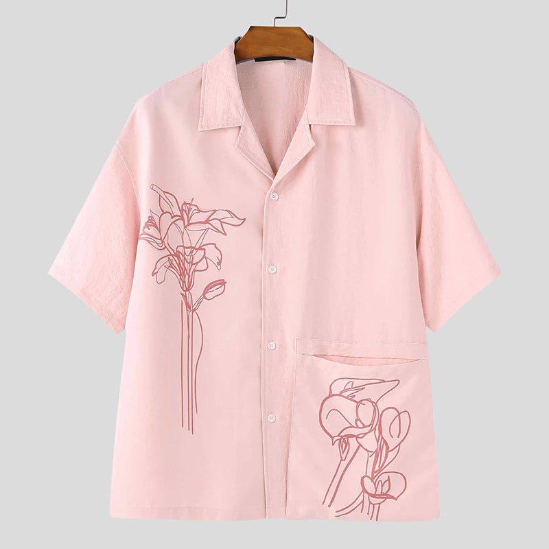 AIDASE  -  Men Shirt Summer Printing Vacation Oversize Lapel Short Sleeve Men Clothing Streetwear 2025 Fashion Casual Tops Men aidase-shop