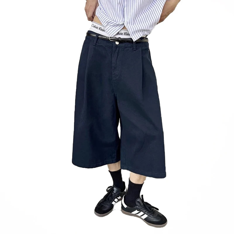 AIDASE  -  Spring Summer Casual Blue Soft Straight Shorts for Men Loose Korean Fashion Elegant Luxury Designer Clothes 2025 aidase-shop