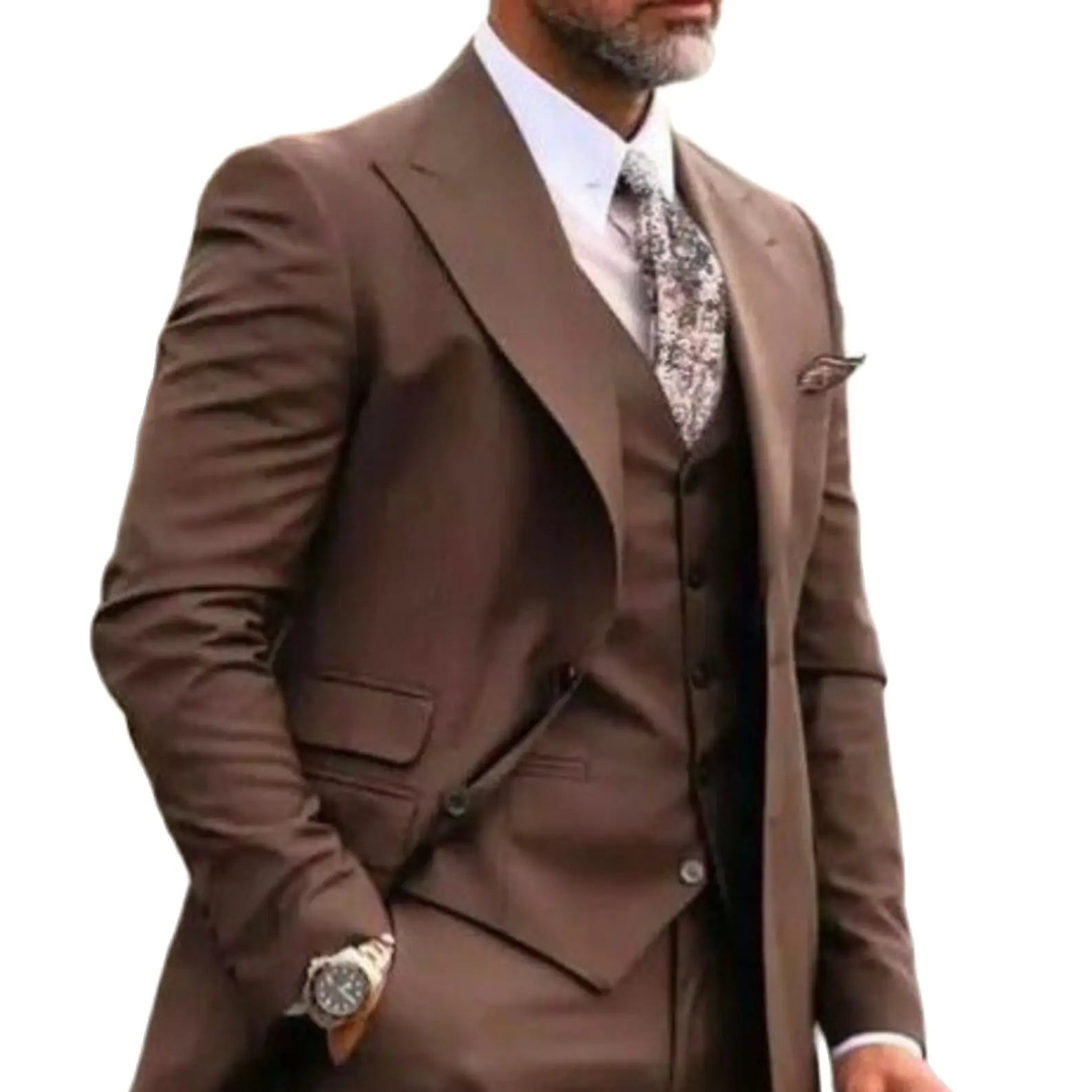 Aidase Classy Brown Men Suits Wedding Tuxedos For Bridegroom Wear Formal Blazer Custom Three-Piece Jacket+Pants+Vest Trajes De Hombre aidase-shop
