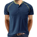 AIDASE  -  Summer High Quality Cotton Henley T-shirts Mens Casual Short Sleeve Tee Shirts Pullover Tops Henry Fashion Streetwear aidase-shop