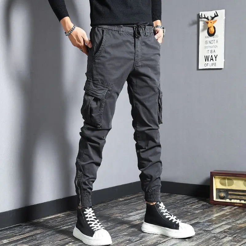 Aidase Harem Cargo Pants for Men Y2k Multi Pocket Fashion Navy Slacks Casual Slim Stretch Loose Stacked Outdoor Hip Hop Trousers Man Xl aidase-shop