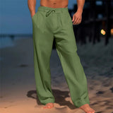 AIDASE  -  Men's Linen Long Pants Summer Beach Shorts Front Pockets Solid Color Breathable Casual Daily Vacation aidase-shop