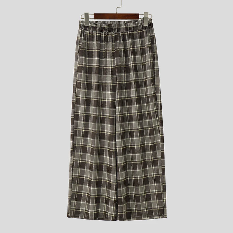 AIDASE  -  Men Plaid Pants Elastic Waist Joggers Loose Casual Trousers Men Streetwear 2025 Korean Style Fashion Male Wide Leg Pants aidase-shop