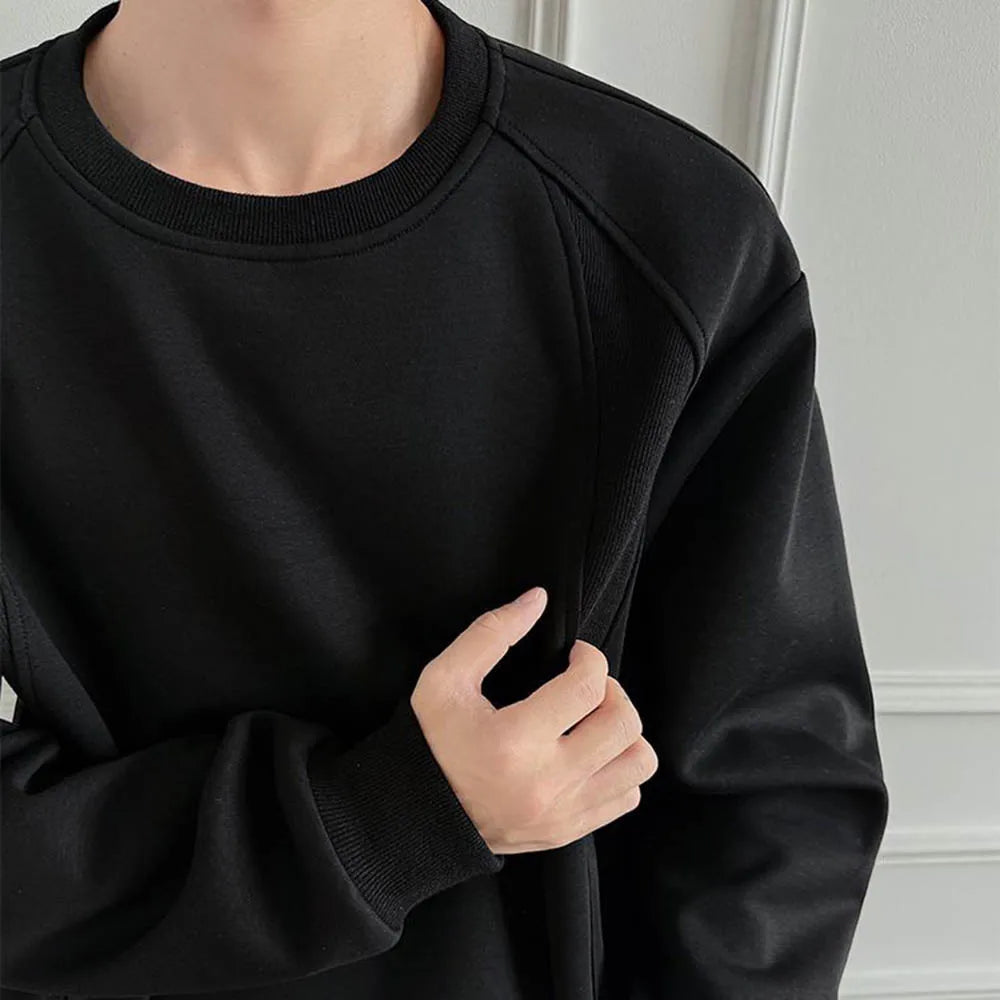 AIDASE  -  Men's Solid Color Deconstructed Long-Sleeved Sweatshirt American Retro Fashion Trend Loose Casual Breathable Niche Men's Tops aidase-shop