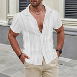 AIDASE  -  Summer New Casual Mens Knitted Shirts Trendy Hollow Out Breathable Knit Cardigan Men Tops Beach Vintage Button Lapel Shirt aidase-shop