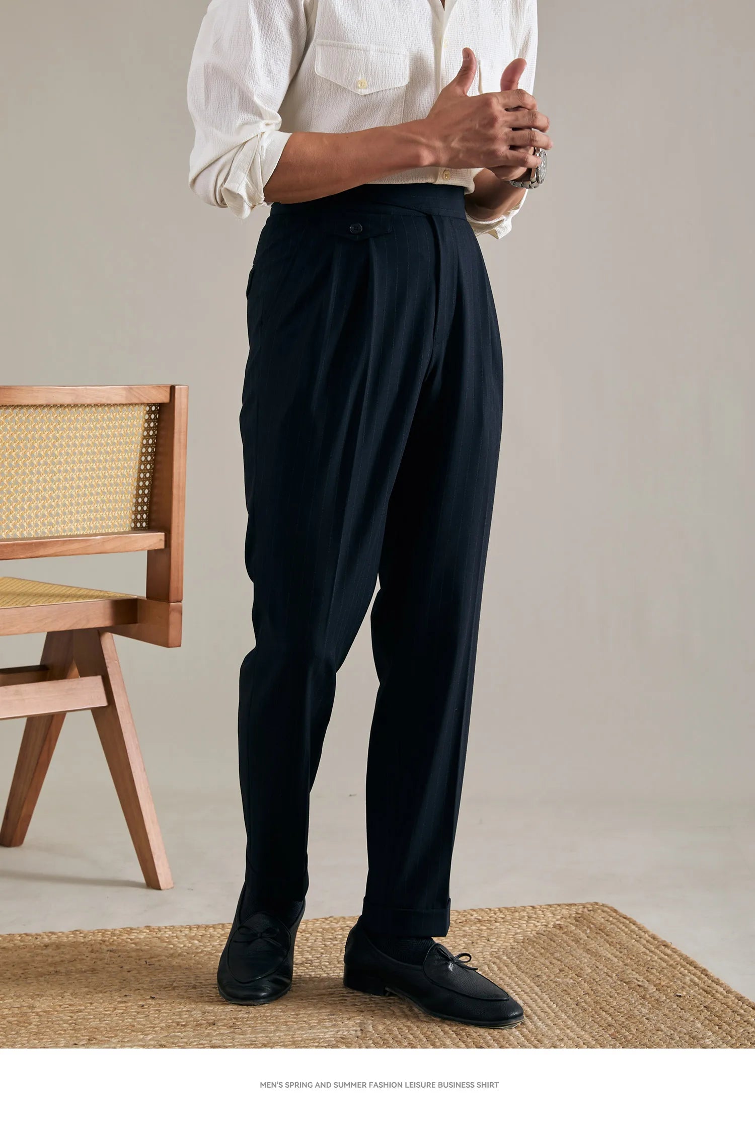 Aidase 3 Colors British Stripe Trousers Pant For Man Social Outfits Pantalones Hombre 2024 Office Trouser Men Business Casual Pant aidase-shop