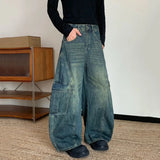 AIDASE  -  American Style Male Washed Jeans Large Pocket Design Loose Wide-Leg Scimitar Long Pants 2025 New Fashion Menswear 21E6838 aidase-shop