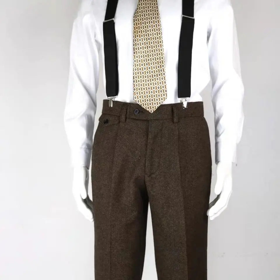 Aidase Men Autumn Winter Men New Long Wool Tweed Trousers Male Office Straight Pants Male Retro Business Casual Suit Pants aidase-shop