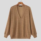 AIDASE  -  Men Sweater Autumn Solid Color Knitted V Neck Long Sleeve Male Pullovers Streetwear 2025 Fashion Casual Men Clothing aidase-shop