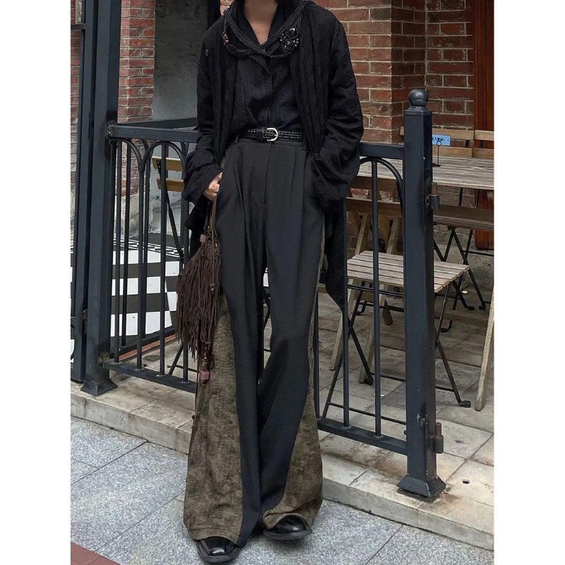 AIDASE  -  Autumn Winter New Fashion High Waist Button Bell-bottoms Men's Clothing Pockets Japanese Style Contrast Color Trend Casual Pants aidase-shop