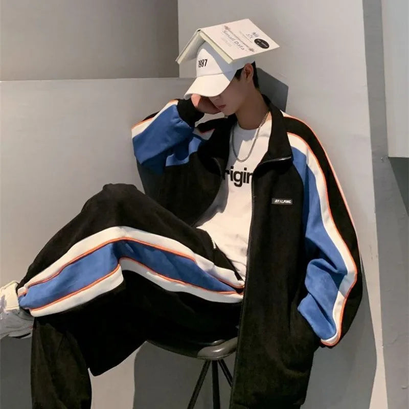 Aidase Men's Two Piece Suits Autumn Winter Suede Thickened Sportswear Women's Sets Couple Zipper Long Sleeves Top Jacket Long Pants aidase-shop