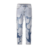 Aidase Streetwear Swag Style Blue Frayed Jeans Pants for Men Retro Washed Ripped Casual Tapered Denim Trousers Slim Fit Y2k Jean Male aidase-shop