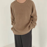 AIDASE  -  Autumn New Casual Bottoming Knit Tops Men's Solid Color Textured Long Sleeve Vintage Sweater For Mens Outdoor Fashion Tees