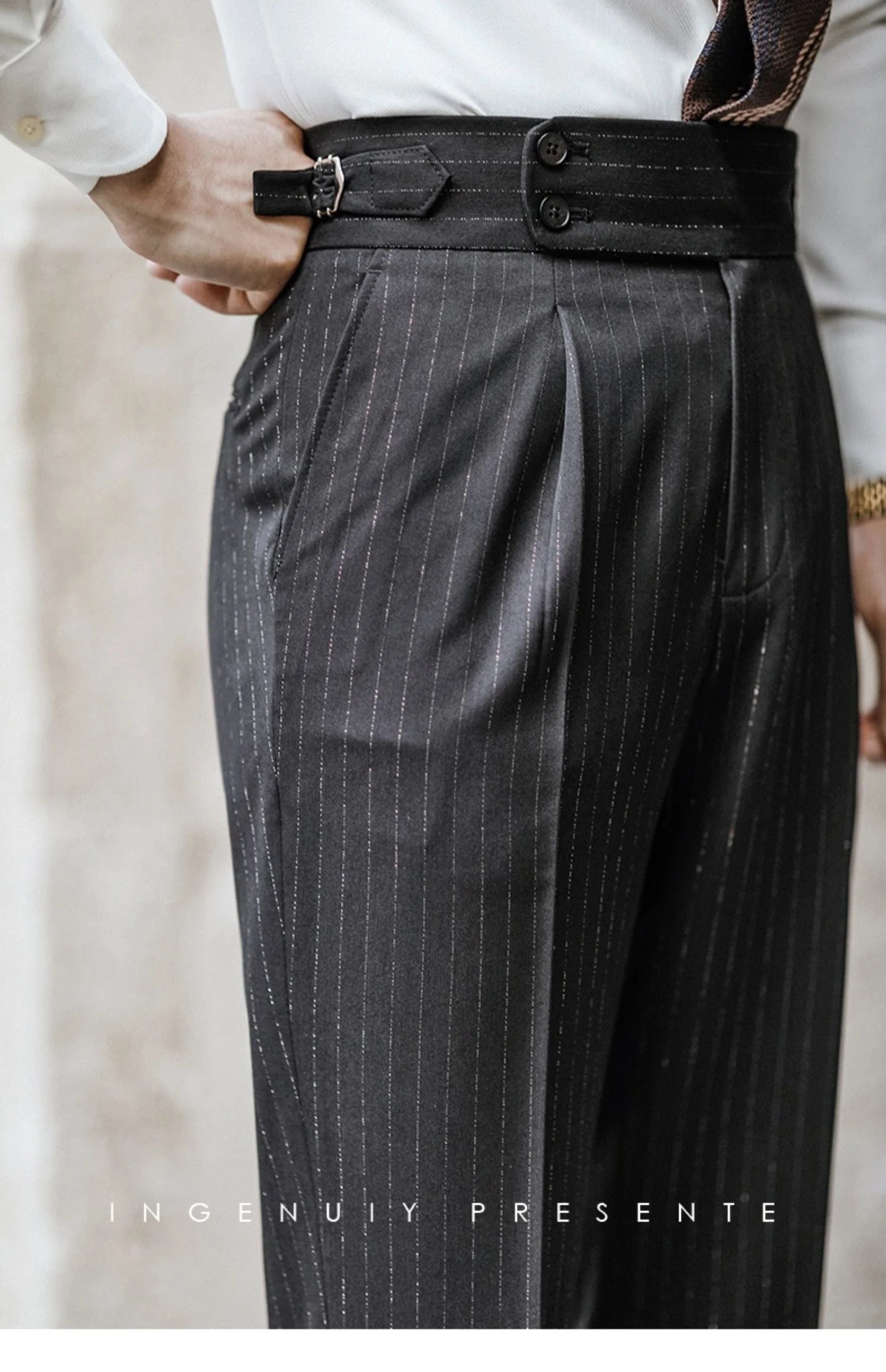 Aidase Lurex Yarn Trousers Pant For Man 2024 Office Trouser Men Business Casual Pant British Social Club Outfits Pantalones Hombre aidase-shop