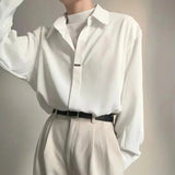 AIDASE  -  Spring And Summer New Men's Solid Color Long-Sleeved Shirt Korean Style Fashion Trend Simple Casual Loose Breathable Men's Tops aidase-shop