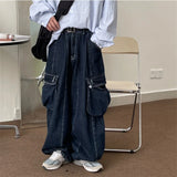 Aidase Baggy Cargo Jeans big pocket Trousers Male Denim Pants Wide Leg Pant women's Jeans Loose Casual Streetwear Hip Hop Harajuku