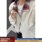 AIDASE  -  Autumn Cleanfit Plaid Interior Workwear Jaet Men's Rigorous Haome Stand Collar Casual Couple's Outerwear aidase-shop