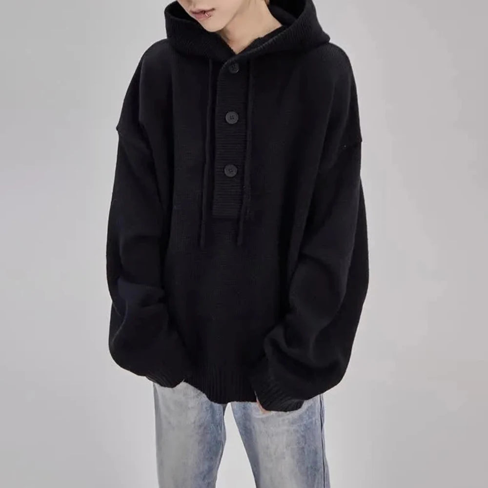 AIDASE  -  American Street Retro Hooded Sweater Jacket Mens Autumn And Winter New Trend Lazy Style Fashion Y2k Casual Sweater Mens Clothing aidase-shop