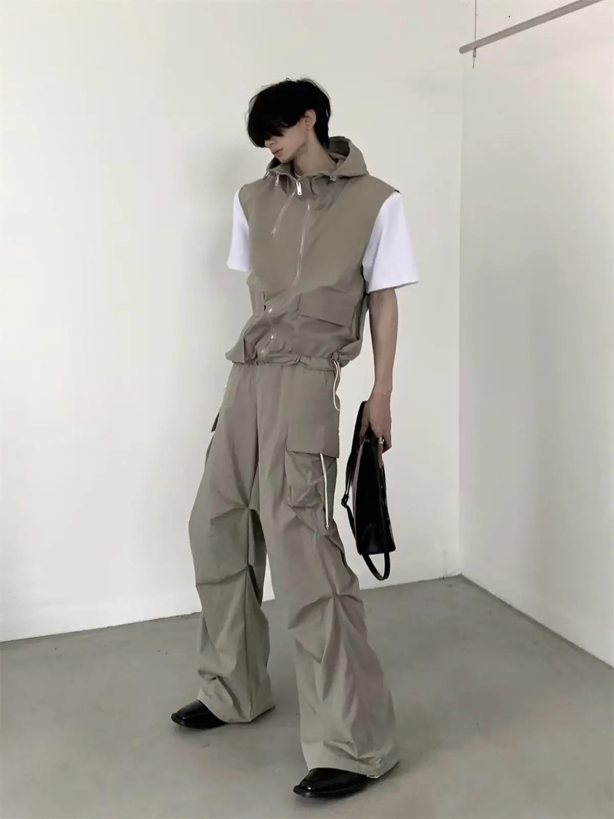 Aidase Summer Sleeveless Set Men Women Multi-Pocket Hooded Vest +jogging Cargo Pant Spring Loose Casual Zipper Two Piece Suit Street aidase-shop