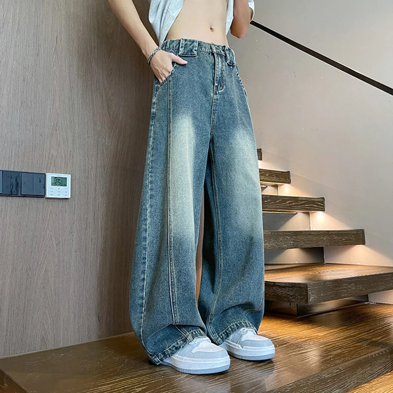 AIDASE  -  American Style Male Jeans Trendy Loose Casual Versatile Straight Trousers 2025 New Fashion Handsome Denim Pants 21E6610 aidase-shop