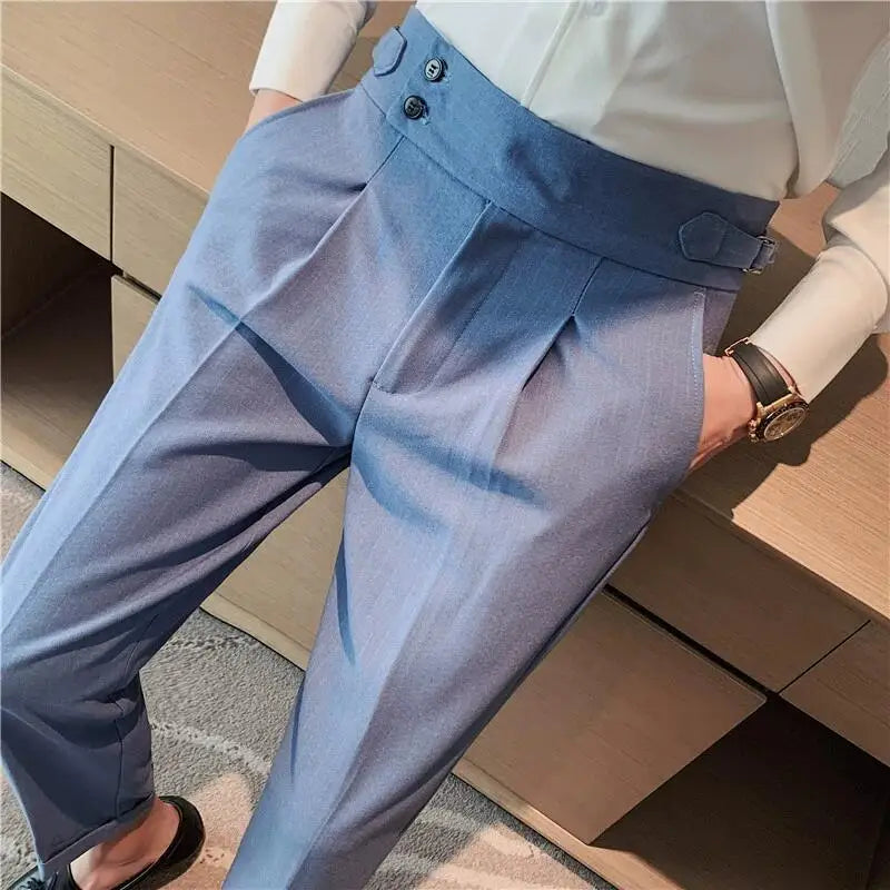 Aidase British Style Autumn New Solid High Waist Trousers Men Formal Pants High Quality Slim Fit Business Casual Suit Pants Hommes aidase-shop