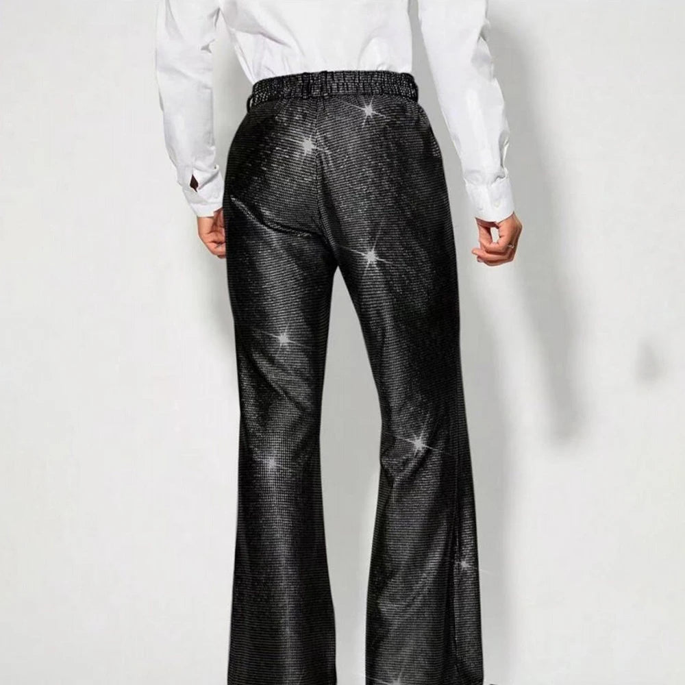 AIDASE  -  Summer New Men's Sequin Plaid Solid Color Trousers Retro Fashion Trend Party Performance Loose Casual Niche Men's Bottoms aidase-shop