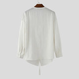 AIDASE  -  Men Shirt Solid Color V Neck Long Sleeve Loose Casual Male Tops Streetwear Korean Style Shirts 2025 Fashion Men Clothing aidase-shop