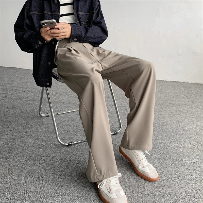 Aidase Khaki Black Suit Pants Men Fashion Social Men Dress Pants Korean Casual Loose Straight Pants Men Office Formal Trousers M-2XL aidase-shop