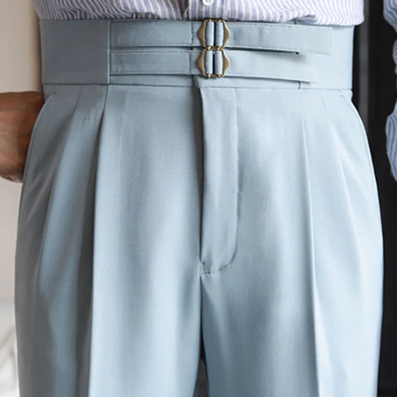 Aidase Quality Metal Button Trousers Pant For Man Office Trouser Men Business Casual Pant British Social Club Outfits Pantalones Hombre aidase-shop