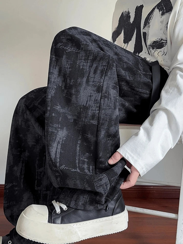 AIDASE  -  American Retro Tie Dye Men's Casual Pants Loose Straight Leg Autumn Trendy Brand High End Feeling Casual Sports Sweatpants aidase-shop