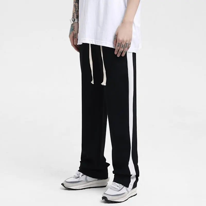 Aidase Korean Fashion Men Clothing Harajuku Straight Pants Spring Autumn New Streetwear Casual Contrast Striped Loose Wide Leg Trousers aidase-shop