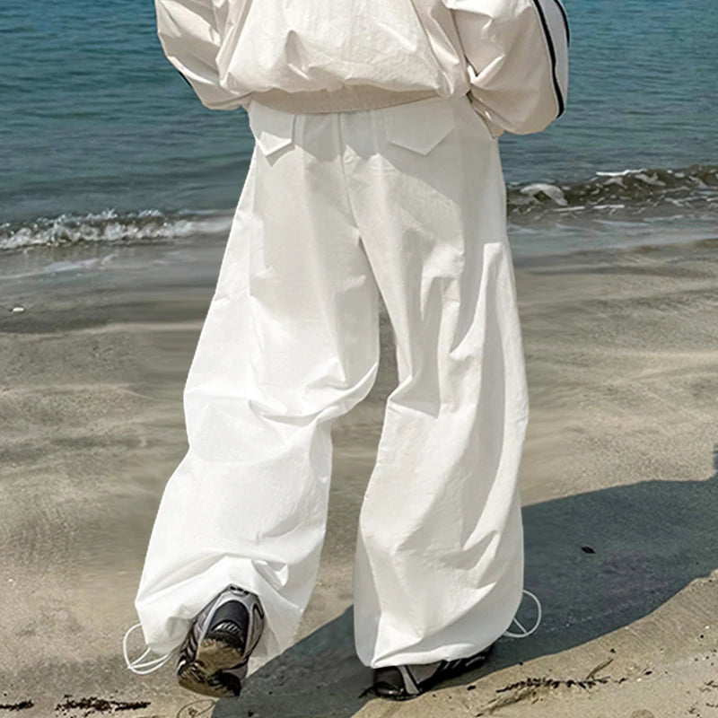 AIDASE  -  Men Cargo Pants Solid Color Drawstring Joggers Loose Casual Trousers Men Streetwear 2025 Fashion Male Long Pants S-5XL aidase-shop