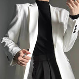 AIDASE  -  Autumn Winter Men's Solid Color Long-Sleeved Suit Jacket American Retro Fashion Trend High Street Loose Simple Niche Men's Tops aidase-shop