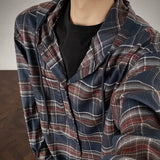 AIDASE  -  Men's Hooded Shirt Autumn Winter New Plaid Long Sleeve Single-breasted Design Fashion Versatile Loose Male Shirts 21E7421 aidase-shop