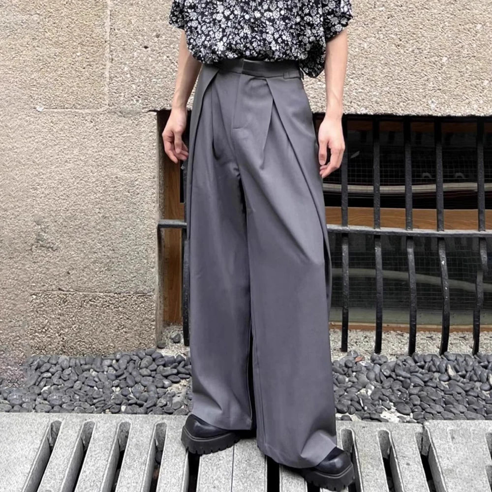 AIDASE  -  Mens Suit Pants Adjustable Waist 3d Pleated Casual Pants Streetwear Fashion Niche Retro Wide-Leg Pants Men'S Clothing 2025 New aidase-shop