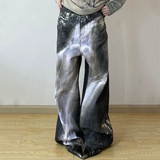 AIDASE  -  American Retro High Waist Full Length Jeans Street Waterfall Print Hip-hop Baggy Pants Women's Casual Y2K Grunge Denim Trouser aidase-shop