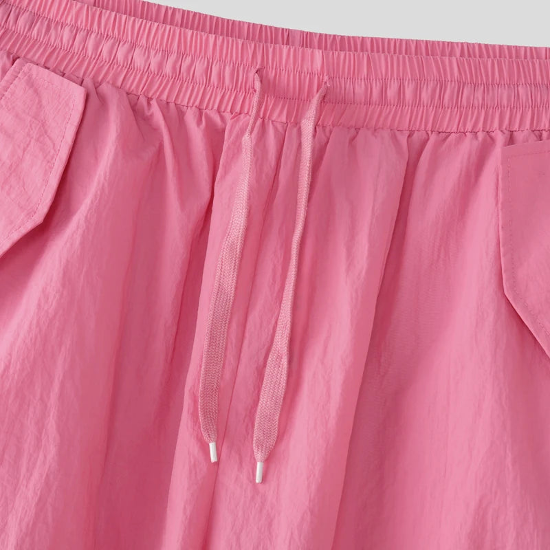 AIDASE  -  Men Cargo Pants Drawstring Solid Color Joggers Casual Trousers Men Streetwear 2025 Quick Dry Fashion Male Pants S-5XL aidase-shop