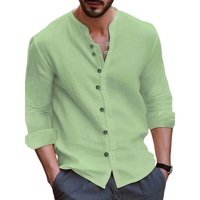 AIDASE  -  Mens Button Up Shirts for Men Long Sleeve Cotton Linen Hawaiian Beach Shirt Casual Summer Lightweight Tops aidase-shop