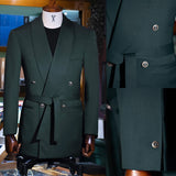 Aidase Modern Men's Suit 2 Pieces Blazer Pants One Button Sheer Lapel With Belt Business Slim Fit Formal Wedding Groom Costume Homme aidase-shop