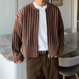 AIDASE  -  New Casual Slim Fit Knit Cardigan Tops Men Fashionable Zipper Sweatercoats Fall Vintage Crochet Knitting Sweater Mens Coats aidase-shop