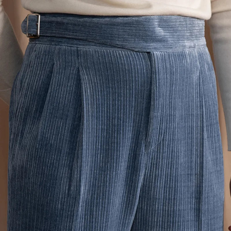 Corduroy High Waist Office Warm Casual Pant Italian Busines Pant Top Quality Straight Trouser Pant For Men Pantalon Para Hombres aidase-shop