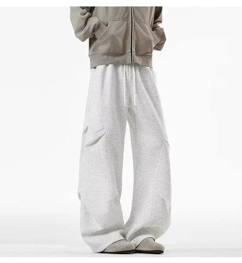 AIDASE  -  High Waist Men Sports Pants American Style Loose Draped Straight Wide Leg Casual Drawstring Trousers Autumn New 21E7679 aidase-shop