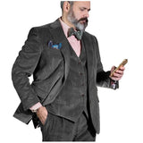 Aidase Warm Corduroy Men's Suits Full Set High-end Slim Fit Formal Party Blue Blazer Vest Pants Winter Classic Male Suits Costumes aidase-shop