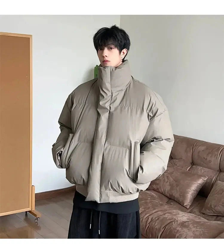 AIDASE  -  Detachable Hooded Men's Cotton Jacket American Style Short Fur Collar Long Sleeve Solid Color Casual Male Coats 21E7670 aidase-shop
