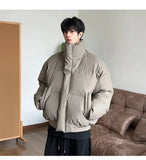 AIDASE  -  Detachable Hooded Men's Cotton Jacket American Style Short Fur Collar Long Sleeve Solid Color Casual Male Coats 21E7670 aidase-shop