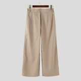 AIDASE  -  Men Wide Leg Pants Solid Color Button Joggers Loose Casual Trousers Men Streetwear Pleated Fashion Male Long Pants aidase-shop