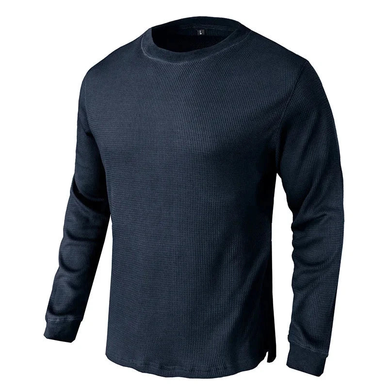 AIDASE  -  Men's Spring and Autumn New Waffle Henley Collar Long Sleeve Casual Sports T Shirt for Men Tracksuit Mans Cloths aidase-shop