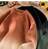 AIDASE  -  New Fashion Male Sweater Round Neck Knitted Gradient Contrast Color Design Long Sleeve Casual Pullovers Menswear 21E7029 aidase-shop